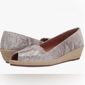 Gentle Souls Lissa Ruffle A-Line Suede Metallic Espadrille Wedges